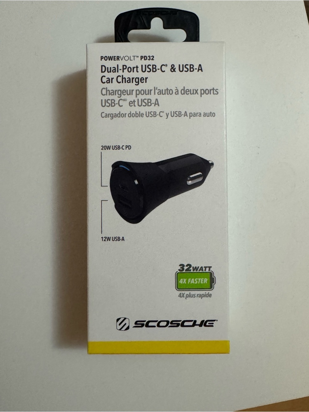 Scosche PowerVolt PD32 Dual-Port USB-C & USB-A Car Charger - Black